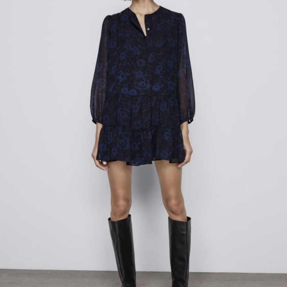 NWT Zara Printed Mini Dress Sz S